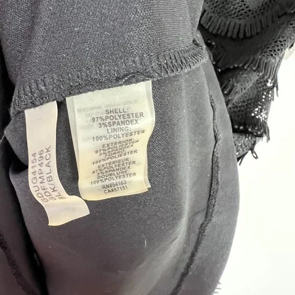 NWT Guess Black Kira Scalloped Eyelash Fringe Lace Dress LBD Size 10 NEW I991 - Picture 8 of 11